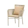 Modern Indoor Outdoor Dining Chair Rope Woven Square Backrest Cushioned Seat Sturdy Aluminum Frame Waterproof Lightweight