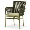 Modern Indoor Outdoor Dining Chair Rope Woven Square Backrest Cushioned Seat Sturdy Aluminum Frame Waterproof Lightweight