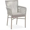 Modern Indoor Outdoor Dining Chair Rope Woven Square Backrest Cushioned Seat Sturdy Aluminum Frame Waterproof Lightweight