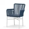 Modern Indoor Outdoor Dining Chair Rope Woven Square Backrest Cushioned Seat Sturdy Aluminum Frame Waterproof Lightweight