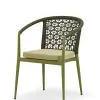 Modern Indoor Outdoor Dining Chair Rope Woven Mesh Backrest Cushioned Seat Durable Aluminum Frame Waterproof Lightweight Kitchen