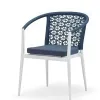 Modern Indoor Outdoor Dining Chair Rope Woven Mesh Backrest Cushioned Seat Durable Aluminum Frame Waterproof Lightweight Kitchen