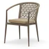 Modern Indoor Outdoor Dining Chair Rope Woven Mesh Backrest Cushioned Seat Durable Aluminum Frame Waterproof Lightweight Kitchen