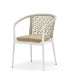 Modern Indoor Outdoor Dining Chair Rope Woven Mesh Backrest Cushioned Seat Durable Aluminum Frame Waterproof Lightweight Kitchen