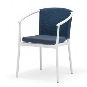 Modern Indoor Outdoor Dining Chair Rope Woven Mesh Backrest Cushioned Seat Durable Aluminum Frame Waterproof Kitchen Patio