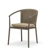 Modern Indoor Outdoor Dining Chair Rope Woven Mesh Backrest Cushioned Seat Durable Aluminum Frame Waterproof Kitchen Patio