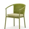 Modern Indoor Outdoor Dining Chair Rope Woven Mesh Backrest Cushioned Seat Durable Aluminum Frame Waterproof Kitchen Patio