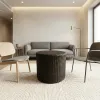 Modern Indoor and Outdoor Aluminum Frame Darwin Round Woven Rattan Small Side or Coffee Table with Garage Bedrooms and Bathrooms