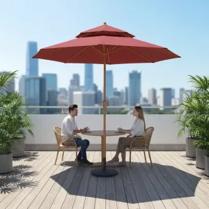 Modern Iron Outdoor Cantilever Umbrella with Plastic Base 135cm Radii Manual Opening for Courtyard Patio Gardens Hotels
