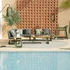 Modern LION SERIES Aluminum Alloy Portable Waterproof Outdoor Sofa Set with Plastic Wood Tables for Patio Garden Villa