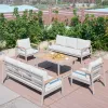 Modern Leisure Style Outdoor Adjustable Rattan Sofa Set Plastic Wood Armrest with Aluminum Frame for Courtyard Hotel Apartment