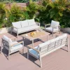 Modern Leisure Style Outdoor Adjustable Rattan Sofa Set Plastic Wood Armrest with Aluminum Frame for Courtyard Hotel Apartment