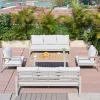 Modern Leisure Style Outdoor Adjustable Rattan Sofa Set Plastic Wood Armrest with Aluminum Frame for Courtyard Hotel Apartment