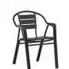 Modern Lightweight Charcoal Gray Aluminum Frame Outdoor Garden Chair Backrest Seat Made Composite Wood Slats Living Room