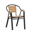 Modern Lightweight Charcoal Gray Aluminum Frame Outdoor Garden Chair Backrest Seat Armrests Made Composite Wood Living Room