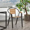 Modern Lightweight Charcoal Gray Aluminum Frame Outdoor Garden Chair Backrest Seat Armrests Made Composite Wood Living Room
