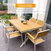 Modern Lightweight Comfortable Durable Foldable Outdoor Dining Chair Poly Wood Aluminum Frame Waterproof for Villa Hotel Use