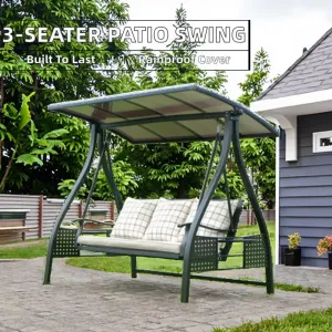 Modern Luxury Alpine All Aluminum Solar Three Person Outdoor Swing Chair Waterproof Cushion Garden Patio Furniture Durable Metal