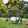 Modern Luxury Alpine All Aluminum Solar Three Person Outdoor Swing Chair Waterproof Cushion Garden Patio Furniture Durable Metal