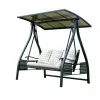 Modern Luxury Alpine All Aluminum Solar Three Person Outdoor Swing Chair Waterproof Cushion Garden Patio Furniture Durable Metal