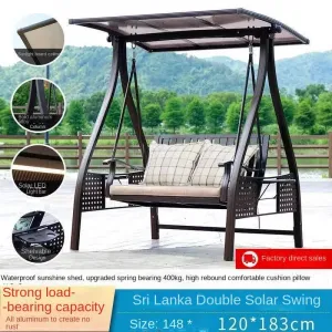 Modern Luxury Aluminum Alloy Rocking Chair Swing Waterproof Cushion for Outdoor Courtyard Balcony Leisure Versatile 2-Seater
