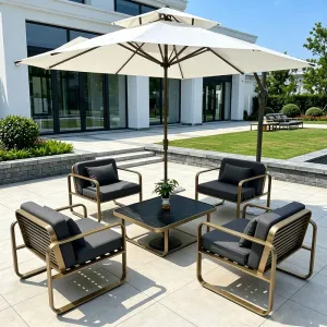 Modern Minimalist Outdoor Sofa Set Aluminum Alloy Sun-Resistant Waterproof for Patios Gardens Villas Outdoor Furniture