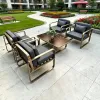 Modern Minimalist Outdoor Sofa Set Aluminum Alloy Sun-Resistant Waterproof for Patios Gardens Villas Outdoor Furniture