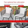 Modern Nordic Outdoor Garden Set Metal Woven Rope Chairs Stone Slab Table Courtyard Terrace Villa Leisure Sunshade 4-6 Seater