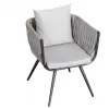 Modern Nordic Outdoor Garden Set Metal Woven Rope Chairs Stone Slab Table Courtyard Terrace Villa Leisure Sunshade 4-6 Seater