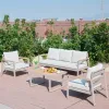 Modern Outdoor Aluminum Chair Plastic Wood Arms Weatherproof Patio Furniture Sofa Set for Garden Poolside Living Room Courtyard