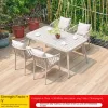 Modern Outdoor Aluminum Rattan Patio Table Chair Set Waterproof Cushion Garden Terrace Furniture