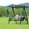 Modern Outdoor Aluminum Solar Swing Chair Double Swing Furniture Park Courtyard Hotel Garden Patio Waterproof Cushion Egg Swing