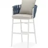 Modern Outdoor Bar Set Aluminum Frame HPL Table 105cm Chairs 99cm Rope Woven Backrests Weather Resistant Living Room Patio