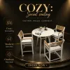 Modern Outdoor Bar Table and Chair Set Round Patio Dining Furniture Rope Woven Armchairs for Cafe Hotel Terrace