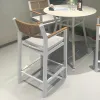 Modern Outdoor Bar Table and Chair Set Round Patio Dining Furniture Rope Woven Armchairs for Cafe Hotel Terrace