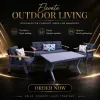 Modern Outdoor Corner Sofa Set-Waterproof Aluminum Italian Patio Couch Made of Aluminum-plastic-wood and Eucalyptus Wood