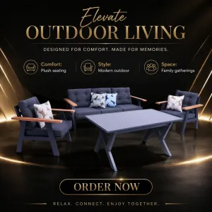 Modern Outdoor Corner Sofa Set-Waterproof Aluminum Italian Patio Couch Made of Aluminum-plastic-wood and Eucalyptus Wood