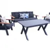 Modern Outdoor Corner Sofa Set-Waterproof Aluminum Italian Patio Couch Made of Aluminum-plastic-wood and Eucalyptus Wood