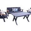 Modern Outdoor Corner Sofa Set-Waterproof Aluminum Italian Patio Couch Made of Aluminum-plastic-wood and Eucalyptus Wood