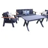 Modern Outdoor Corner Sofa Set-Waterproof Aluminum Italian Patio Couch Made of Aluminum-plastic-wood and Eucalyptus Wood