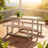 Modern Outdoor Dining Furniture Integrated Table Chairs 4+ Seat Waterproof Durable Aluminum-Framed Poly Wood for Hotel Living