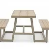 Modern Outdoor Dining Furniture Integrated Table Chairs 4+ Seat Waterproof Durable Aluminum-Framed Poly Wood for Hotel Living