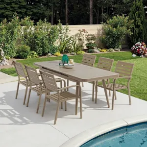 Modern Outdoor Dining Furniture Set Aluminum Extendable Table Sling Chair Weather Resistant Garden Courtyard Hotel Living Room
