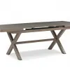 Modern Outdoor Dining Furniture Set Wooden Color Extendable Table Sling Chair Aluminum Weather Resistant Living Room 6 Seater