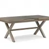 Modern Outdoor Dining Furniture Set Wooden Color Extendable Table Sling Chair Aluminum Weather Resistant Living Room 6 Seater