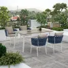 Modern Outdoor Dining Set Aluminum Frame HPL Table 73cm Chairs 70cm Rope Woven Backrests 4-Seater Living Room Courtyard Dining