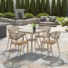 Modern Outdoor Dining Set Textilene Mesh Aluminum Frame Chairs Weather Resistant for Glass Table for Patio Living Room