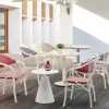 Modern Outdoor Dining Set Textilene Mesh Aluminum Frame Chairs Weather Resistant 2 Seating Capacity Rock Slab Table Living Room