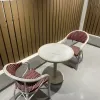 Modern Outdoor Dining Set Textilin Mesh Aluminum Frame Chairs Sintered Stone Table Villa Hotel Park Bedroom Use