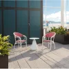 Modern Outdoor Dining Set with Text Tilene Mesh Aluminum Frame Chairs Full Aluminum Round Table for Hotel Park Use